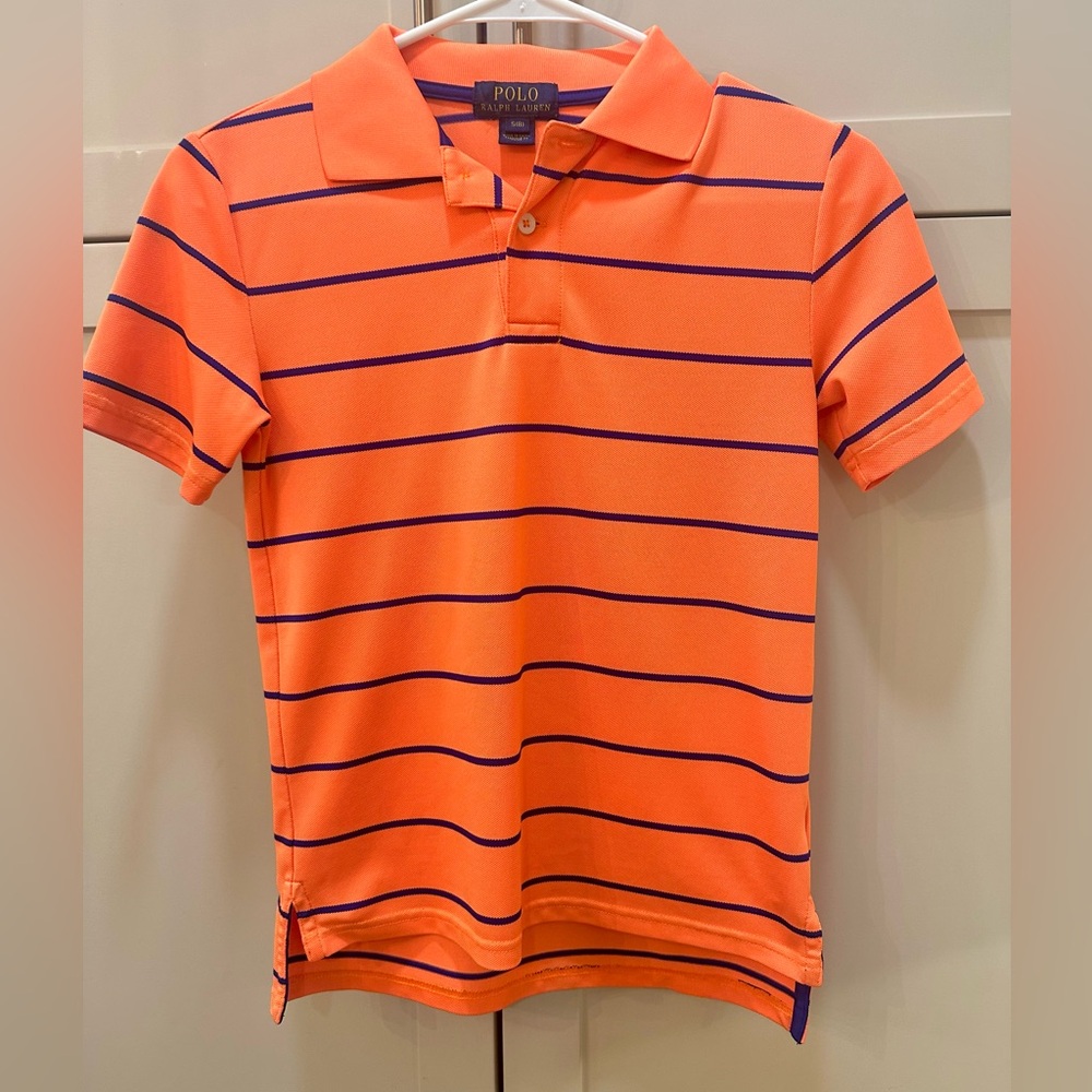 Polo by Ralph Lauren Boys Orange Striped Polo-YS(8)